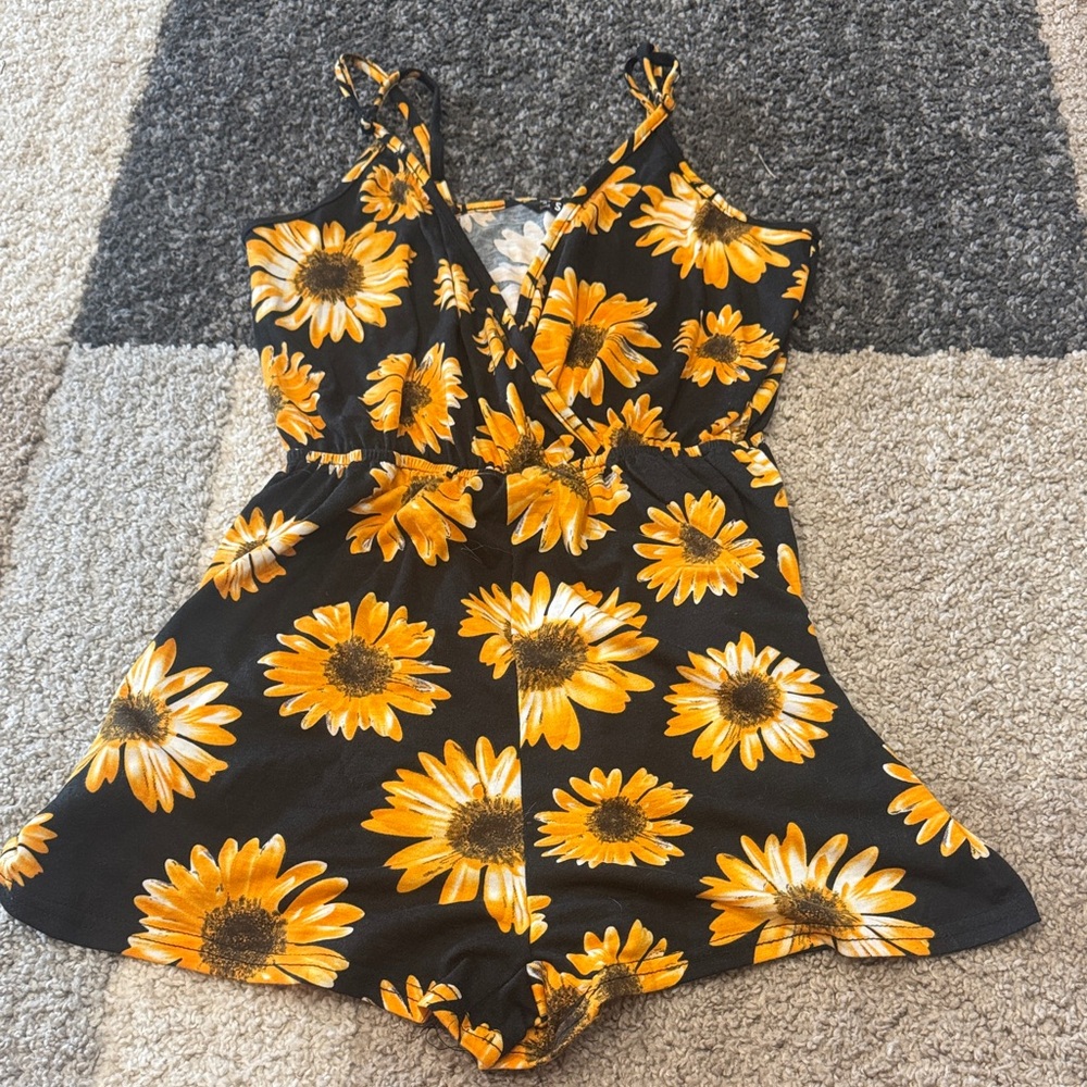Sunflower Print Romper